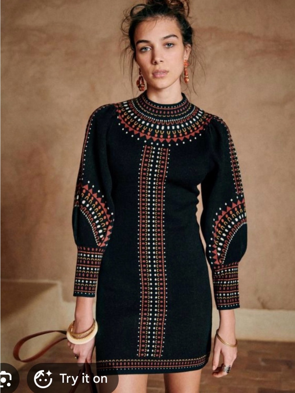 Sezane Randall Dress Noir Multico - Size S